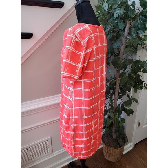 Good Time Women's Orange White Round Neck Short Sleeve Knee Length Dress Size 2X - Picture 5 of 11